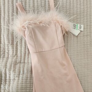 Speechless Kids Pink/Blush Feather-trim A-line dress, size 8 girls